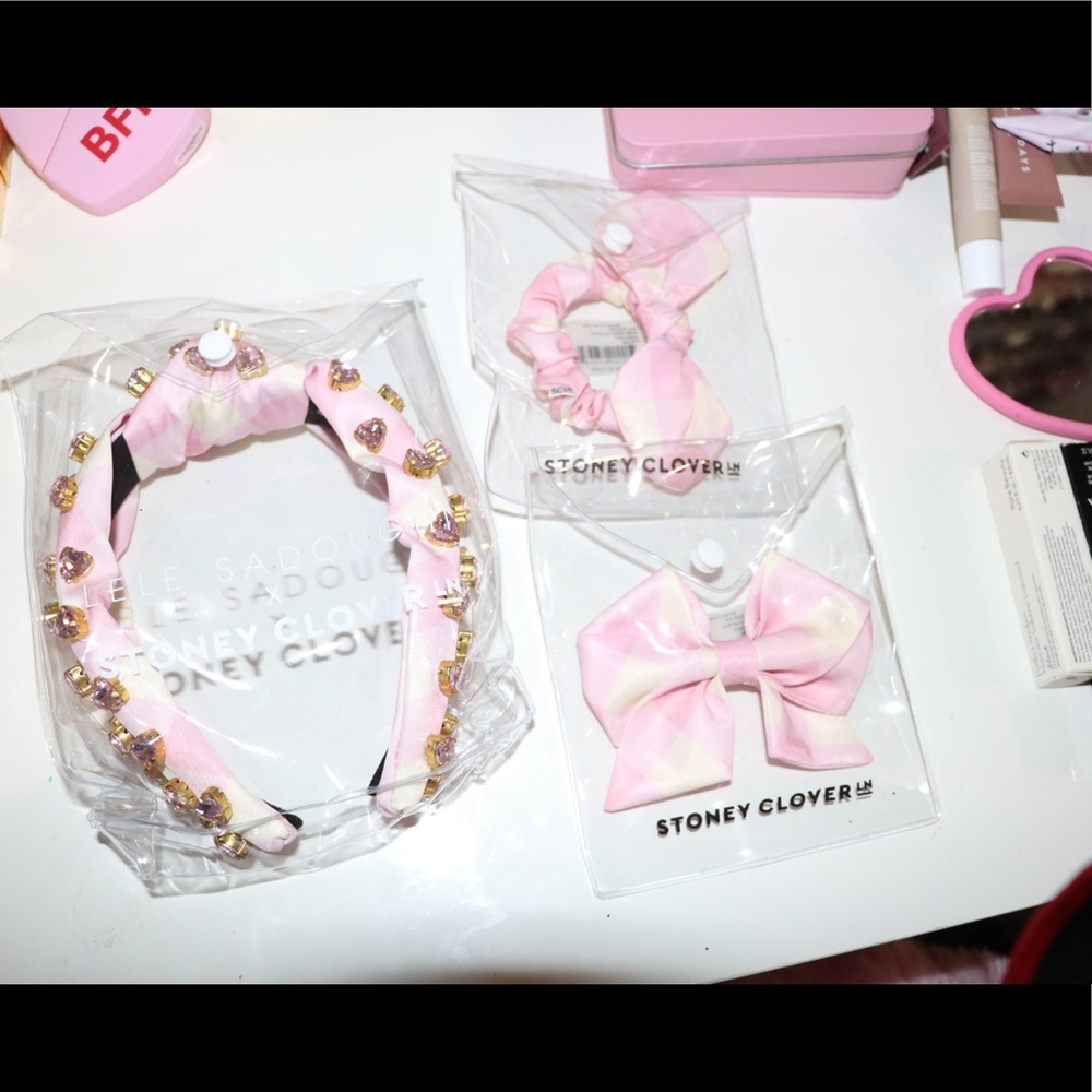 Stoney Clover x Lele watermelon gingham headband + scrunchie and bow